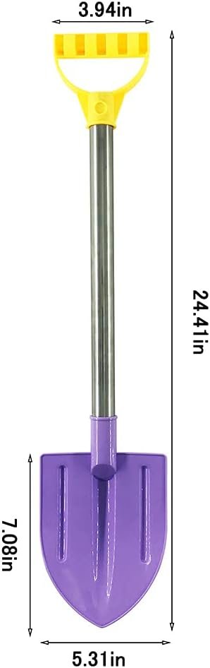 2 Pack Beach Shovels for Kids, 24.4 Inch Long Sand Shovels Gardening Tools Snow Shovel Sturdy Stainless Steel Handle ABS Plastic Spade for Digging Sand Shoveling Snow Fun Gift Set - Image 2