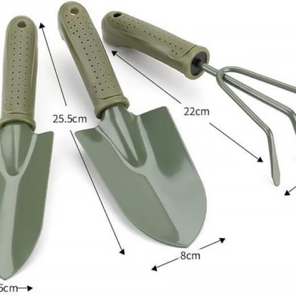 Alternative view of Garden Tool Set with Handheld Spade, Small Rake, and Large Shovel for Home Gardening, 3pcs Steel Gardening Supplies for Planting, Weeding, and Soil Cultivation