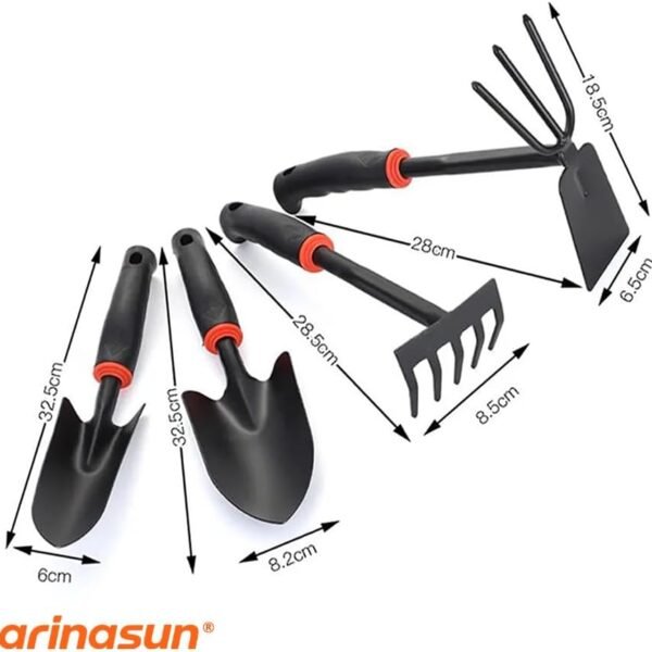 Alternative view of Garden Tool Set, 4 Pieces, Including 2 Shovels &1 Rake &1 Cultivator, Rust-Resistant lron Tools, Rubber Grip Handles