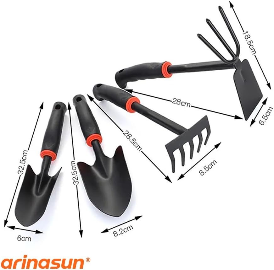 Garden Tool Set, 4 Pieces, Including 2 Shovels &1 Rake &1 Cultivator, Rust-Resistant lron Tools, Rubber Grip Handles - Image 2