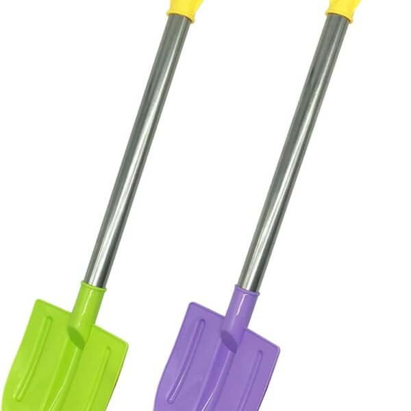 2 Pack Beach Shovels for Kids, 24.4 Inch Long Sand Shovels Gardening Tools Snow Shovel Sturdy Stainless Steel Handle ABS Plastic Spade for Digging Sand Shoveling Snow Fun Gift Set