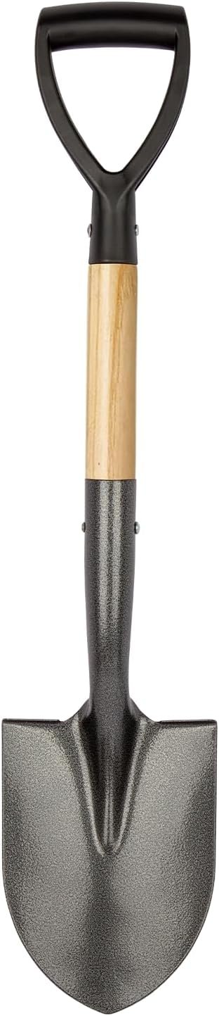 Shovel for Digging, Round Small Shovel with Wooden D-Handle, Metal Garden Shovel for Gardening, 28 Inches