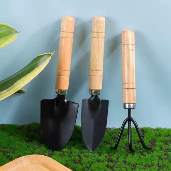 Alternative view of 3 Pcs Mini Gardening Tool Set, Shovel, Spade, Rake Kit with Ergonomic Wooden Handles, Ideal for Planting, Weeding and Cultivating, Gardening Plant Tool for Cactus Herbs Indoor Miniature Plants (1 Set)