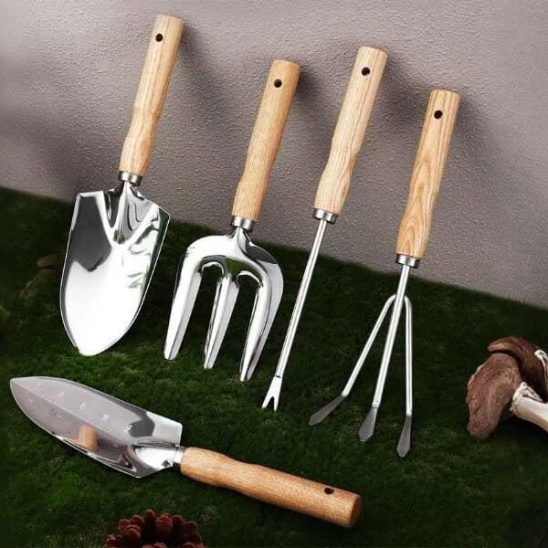 5-Piece Garden Tool Set - Heavy Duty Stainless Steel with Ergonomic Handles, Rust-Proof for Planting & Weeding, Ideal Gardening Gift for Women(Gift Box Included)