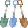 Kids Beach Sand Shovels, 16inch/40cm Sand Shovels for Garden, Beach Snow Spade Scoop for Kids Toddlers, Long Handle Plastic Wooden Shovel for Shoveling Digging Snowing (3PCS)