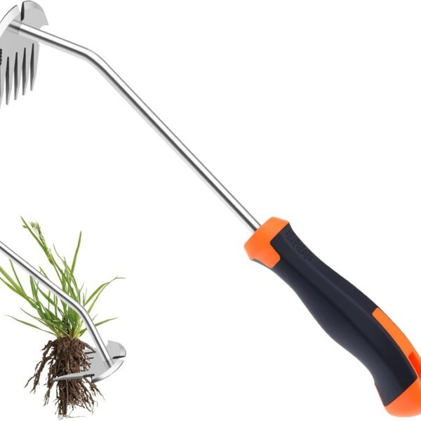 Weed Puller Tool, Portable Garden Weeder Tool, 2026 New Model Rubber Non-Slip Handle Stainless Steel 5-Teeth Weeding Tool, Garden Tools for Vegetable Gardening Backyard Farm Planting & Weeding Tool