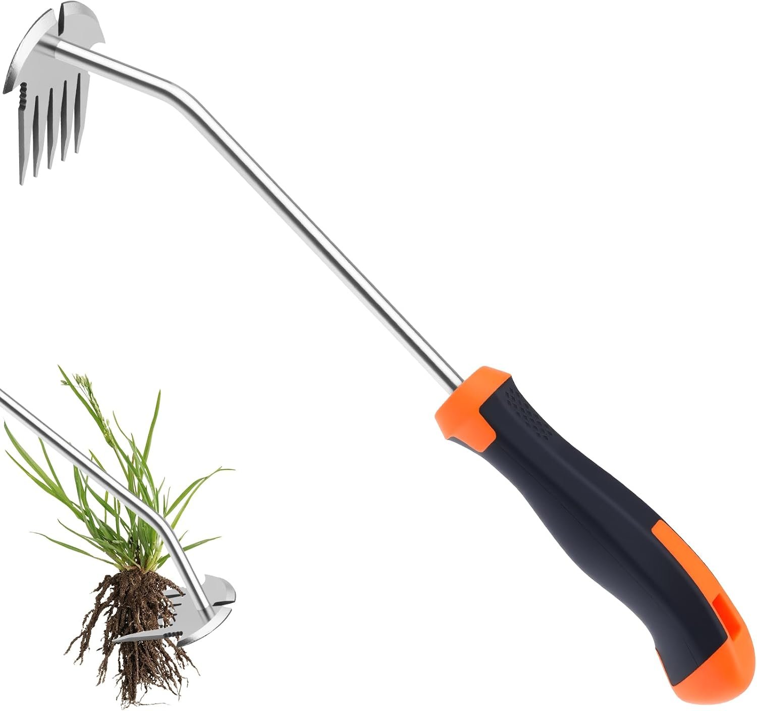 Weed Puller Tool, Portable Garden Weeder Tool, 2026 New Model Rubber Non-Slip Handle Stainless Steel 5-Teeth Weeding Tool, Garden Tools for Vegetable Gardening Backyard Farm Planting & Weeding Tool