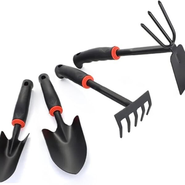 Garden Tool Set, 4 Pieces, Including 2 Shovels &1 Rake &1 Cultivator, Rust-Resistant lron Tools, Rubber Grip Handles