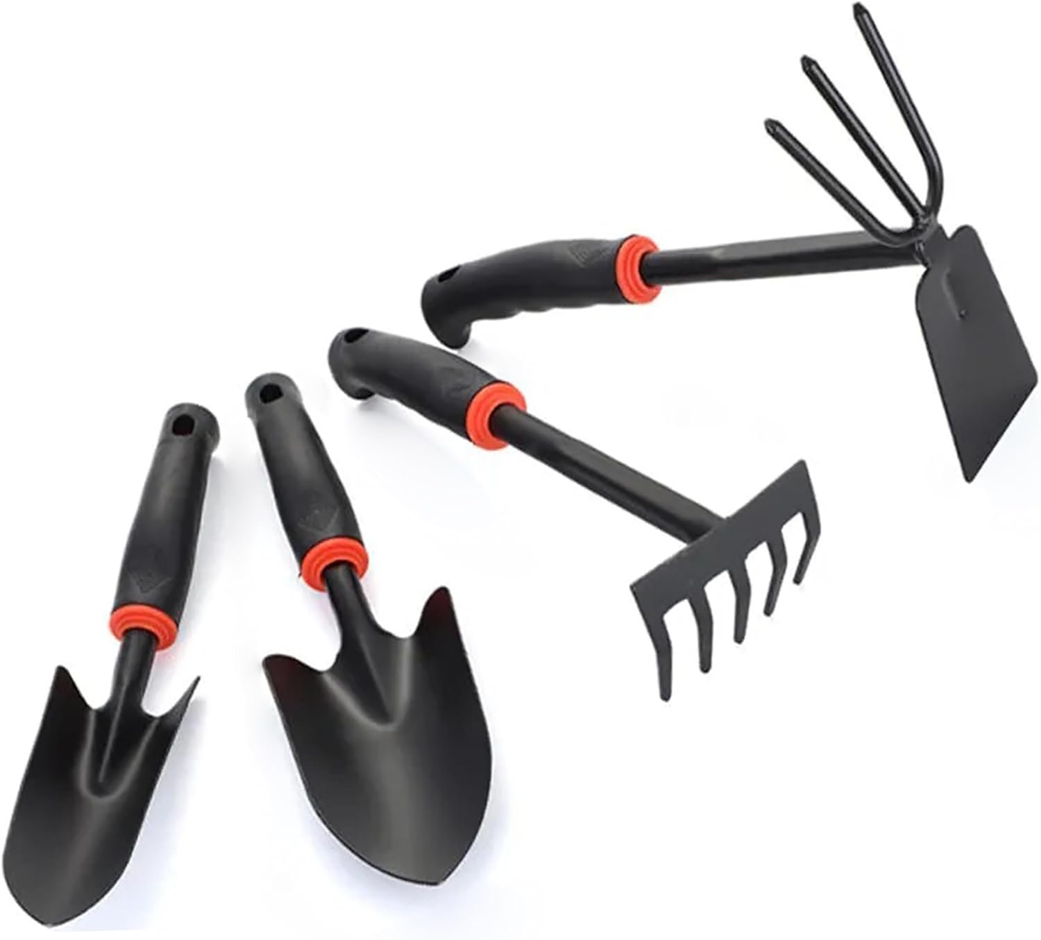 Garden Tool Set, 4 Pieces, Including 2 Shovels &1 Rake &1 Cultivator, Rust-Resistant lron Tools, Rubber Grip Handles