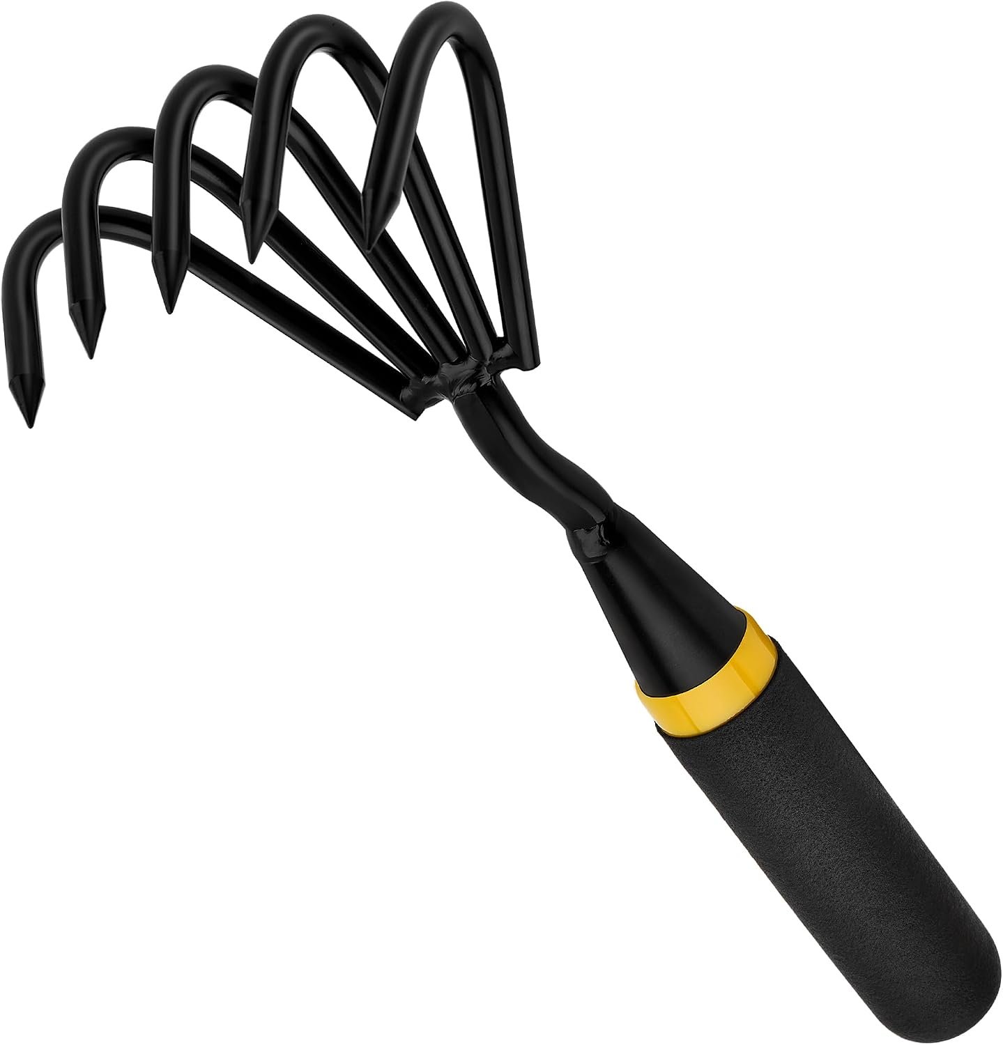 Hand Rake Cultivator - 5-Claw Heavy Duty Stainless Steel Tool | Sharp Wolf-Claw Design, Narrow Tine Spacing, For Sifting Stones And Roots