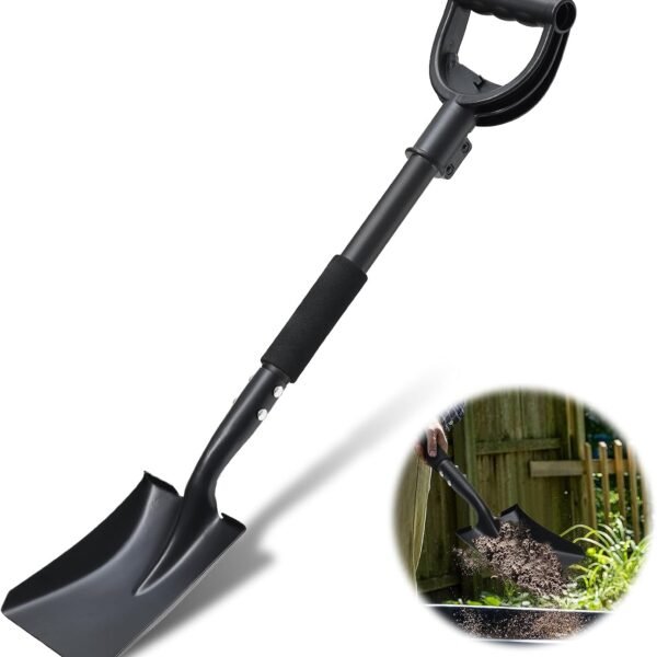 Shovel, Garden Shovels for Transferring, 31” Flat Square Spade, Small Short Shovels for Sand Beach, Digging, Gardening, Trenching, Landscaping, Metal Scoop Shovel with D-Handle Grip