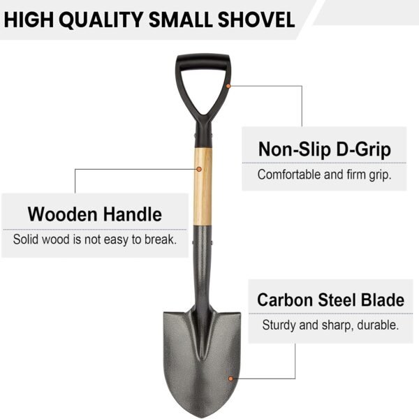 Alternative view of Shovel for Digging, Round Small Shovel with Wooden D-Handle, Metal Garden Shovel for Gardening, 28 Inches
