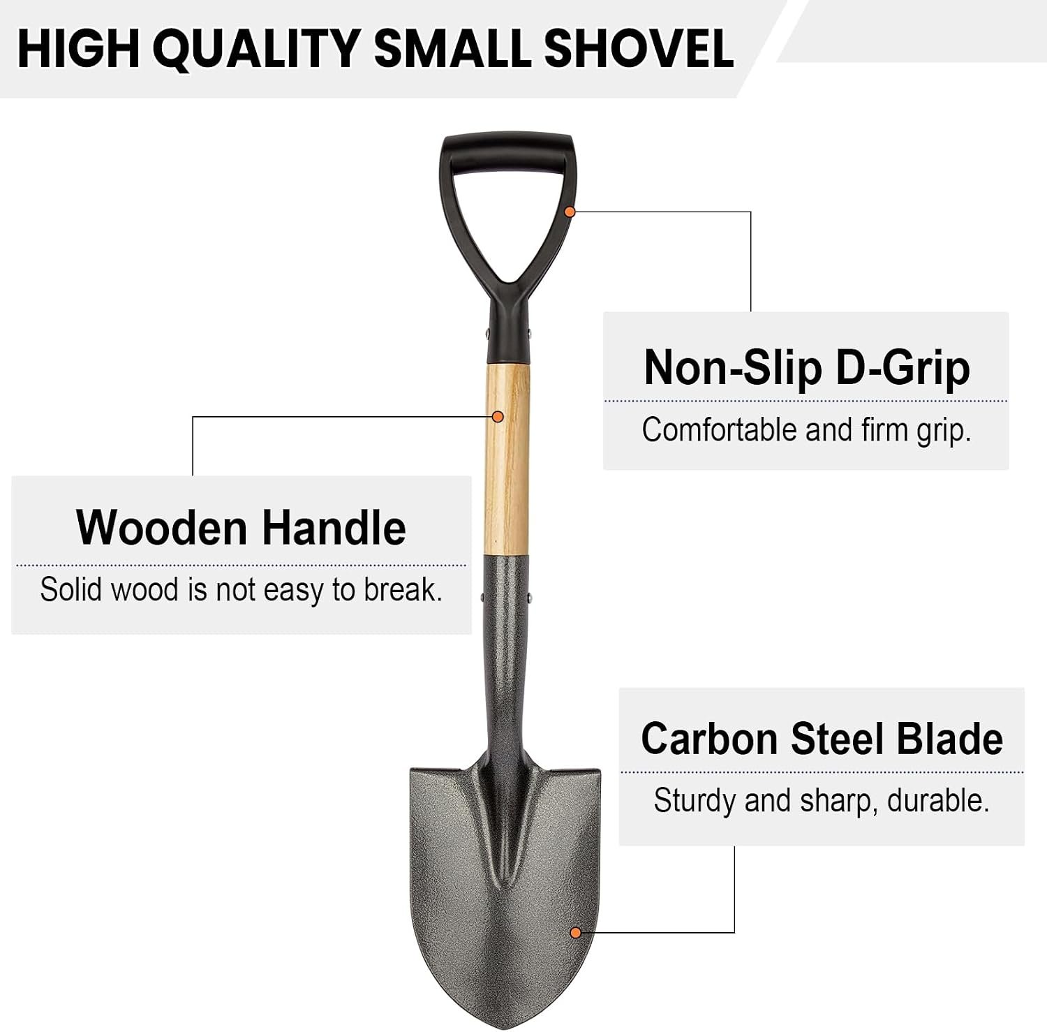 Shovel for Digging, Round Small Shovel with Wooden D-Handle, Metal Garden Shovel for Gardening, 28 Inches - Image 2