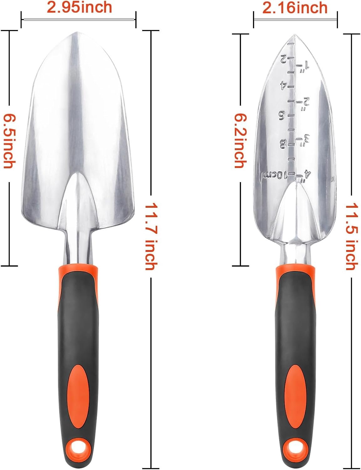 Garden Shovel Trowel Garden Tool Set, 2 Pack Heavy Duty Gardening Tools Set Include Wide Garden Trowel, Hand Shovel with Measurement Mark, Small Shovels for Gardening Digging Planting Transplanting - Image 2