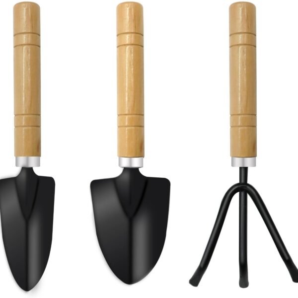Mini Garden Tools for House Plants,Small Trowel,Mini Shovel and Hand Rake | Small Garden Tools for Succulent,Bonsai,Pot Plants,Rust-Resistant Heads;Non-Slip Wooden Handles,Repotting and Soil Loosening