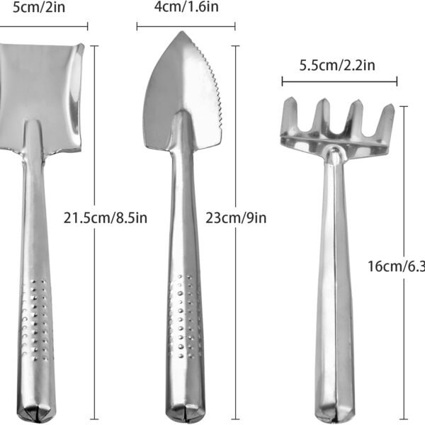 Alternative view of 3 Pieces Mini Garden Tools Set, Stainless Steel Shovel Rake Spade Gardening Kit Lightweight Hand Trowel Transplant Trowel Hand Rake for Loose Succulents Potted Flower Seedling Soil | Shovel Rake Spade Gardening Kit, Lightweight Hand Trowel, Transplant Trowel Hand Rake