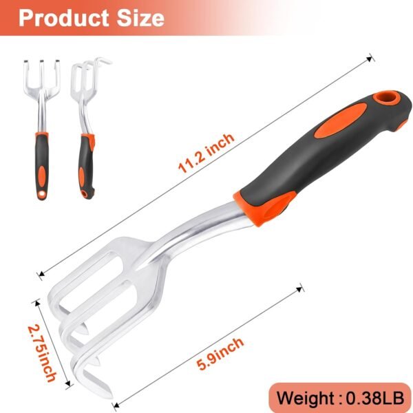 Alternative view of Hand Rake Garden Tool, Heavy Duty Hand Cultivators for Gardening, Small Garden Claw Tool Garden Handrake with Ergonomic Handle, Weed Rake Cultivator Tool for Cultivating, Loosening, Weeding