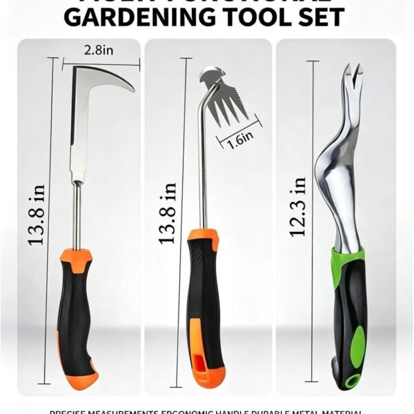 Alternative view of 3-Piece Heavy Duty Weeding Tool Set - Stainless Steel Crevice Weeder, Root Remover & Weed Puller with Ergonomic Handles for Patio, Sidewalk and Garden Lawn Weed Removal