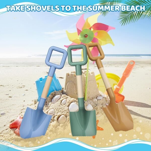 Alternative view of Kids Beach Sand Shovels, 16inch/40cm Sand Shovels for Garden, Beach Snow Spade Scoop for Kids Toddlers, Long Handle Plastic Wooden Shovel for Shoveling Digging Snowing (3PCS)