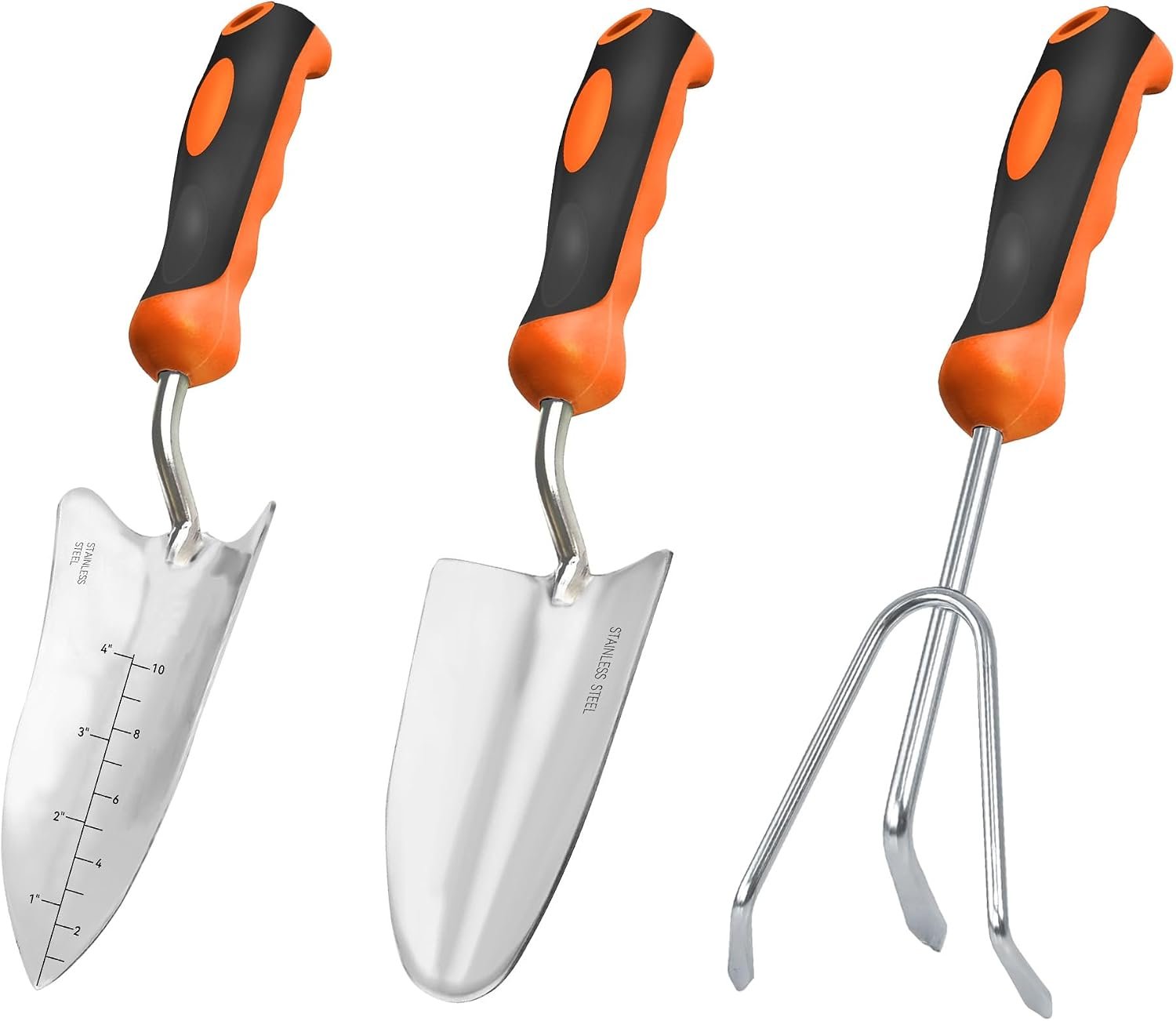 Garden Tool Set with Heavy-Duty Trowel, Transplanter & Cultivator | 3-in-1 Garden Tool for Digging & Planting, Polished Cast-Aluminum Head for Rust Resistance, SoftGrip Handle Reduce Fatigue
