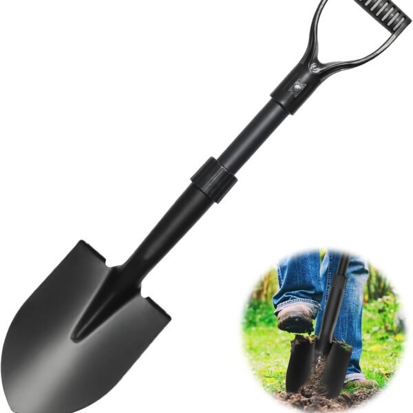 Shovel, Garden Shovel for Digging, 28" Gardening Shovels Heavy Duty with D Handle, Pointed Spade Shovel for Camping, Edging, Beach Sand, Metal Garden Shovel with Fiberglass Shaft, Black