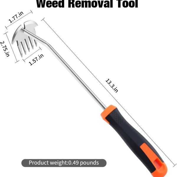 Alternative view of Weed Puller Tool, Portable Garden Weeder Tool, 2026 New Model Rubber Non-Slip Handle Stainless Steel 5-Teeth Weeding Tool, Garden Tools for Vegetable Gardening Backyard Farm Planting & Weeding Tool