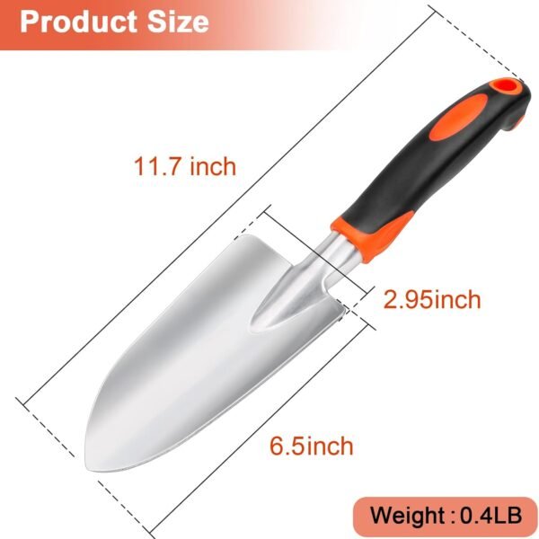 Alternative view of Garden Shovel Garden Hand Trowel, Heavy Duty Hand Shovel with Ergonomic Handle, Small Gardening Tools for Digging, Rust Resistant Gardening Spade Trowel Tools, Orange