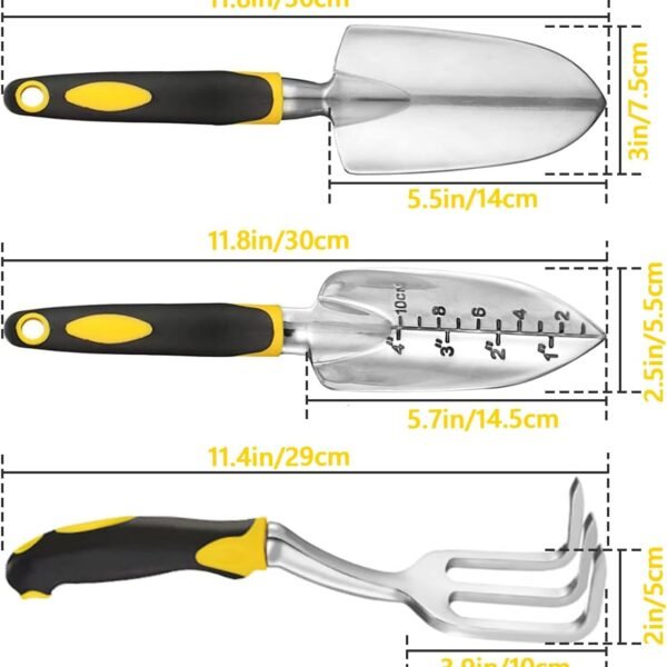 Alternative view of 3 Pcs Heavy Duty Garden Tool Set, Garden Shovel Trowel, Weeding Hand Rake | Gardening Tool Set, Shovel, Trowel, Hand Rake, with Soft Rubberized Non-Slip Ergonomic Handle