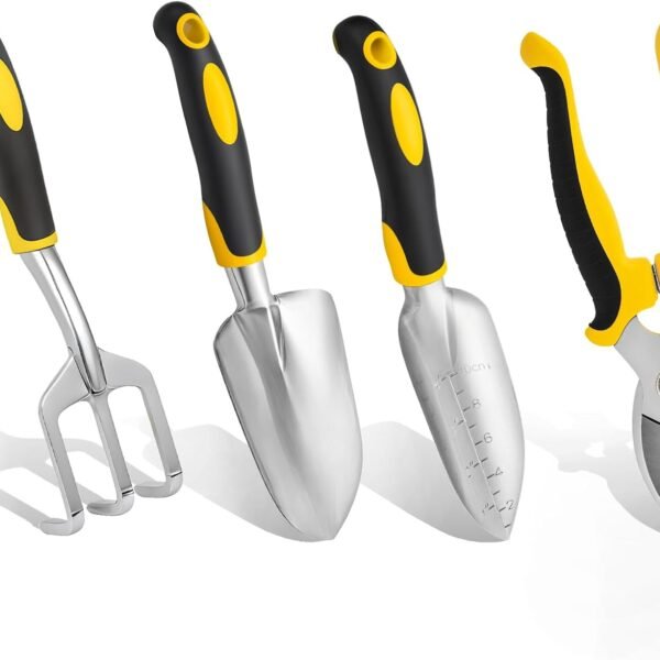 Garden Tool Set 4-Piece,Heavy Duty Aluminum Gardening Tools | Rust-Proof Gardening Hand Tools,With Non-Slip Ergonomic Handle,The Ideal Gift for Garden Enthusiasts.