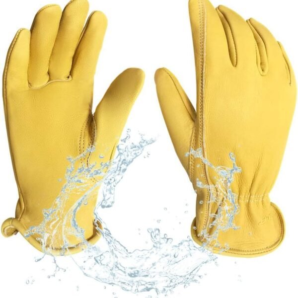 Water-Resistant Cowhide Leather Driver Gloves | Garden Work Gloves, Perfect for Truck Driving Warehouse General Work