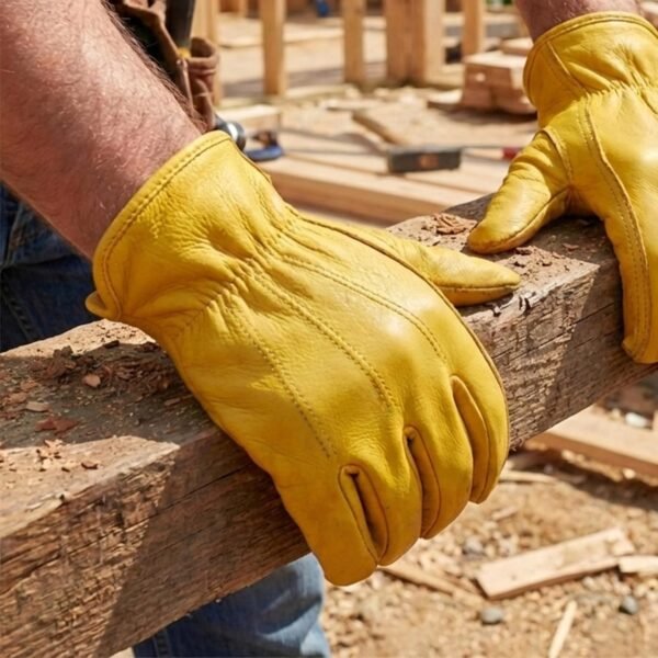 Alternative view of Work Gardening Gloves Outdoor for Men Women Construction Motorcycle Gloves Cut Resistant Reinforced Cowhide Leather