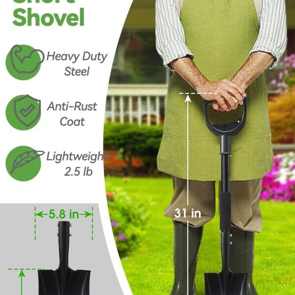 Alternative view of Shovel, Garden Shovels for Transferring, 31” Flat Square Spade, Small Short Shovels for Sand Beach, Digging, Gardening, Trenching, Landscaping, Metal Scoop Shovel with D-Handle Grip