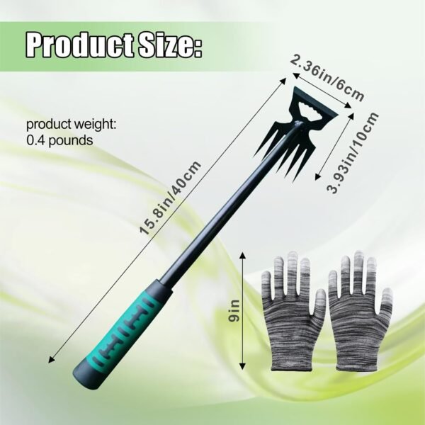 Alternative view of 2Pcs Weed Puller Tool- 6 Teeth Manganese Steel Gardening Hand Weeder Tools | Uprooting Weeding Tool, Weed Removal TooL, Dual Purpose, Portable, Non-Slip, Weed Pulling Tool for Yard Garden Lawn Farm