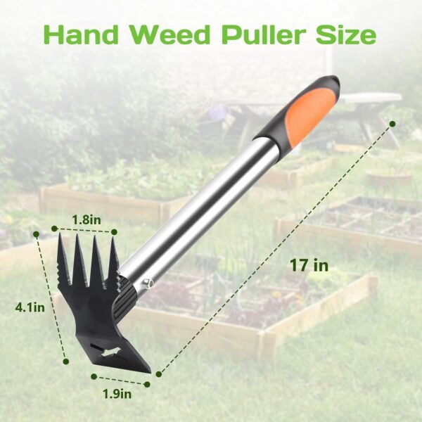 Alternative view of Upgraded Weed Puller, 17" Portable Garden Weed Pulling Tool | 2 in 1 Hoe & 4 Teeth Rake, Heavy Duty Manual Weeder, Durable Weed Remover Gardening Hand Tools for Yard, Lawn, Farm