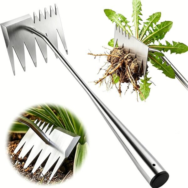 Weed Puller Tool, 2026 Upgraded Portable Manual Weeding Tools Gardening | 6 Teeth Dual Head, Stainless Steel, Durable Build, Hand Weeder Rake, Garden Weed Pulling Tool for Backyard Yard Farm Planting