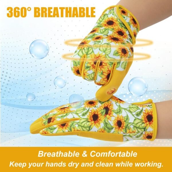 Alternative view of Sunflower Gardening Gloves Thorn Proof for Women Touchscreen Fingertips | Breathable Yard Work Glove