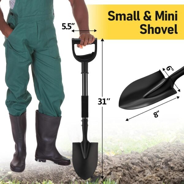 Alternative view of Shovel, Garden Shovel for Digging, 31 inch Small Shovels Heavy Duty Portable Mini Spade with Curved D-Handle for Gardening, Digging, Camping, Car, Kids Sand Beach Shovels