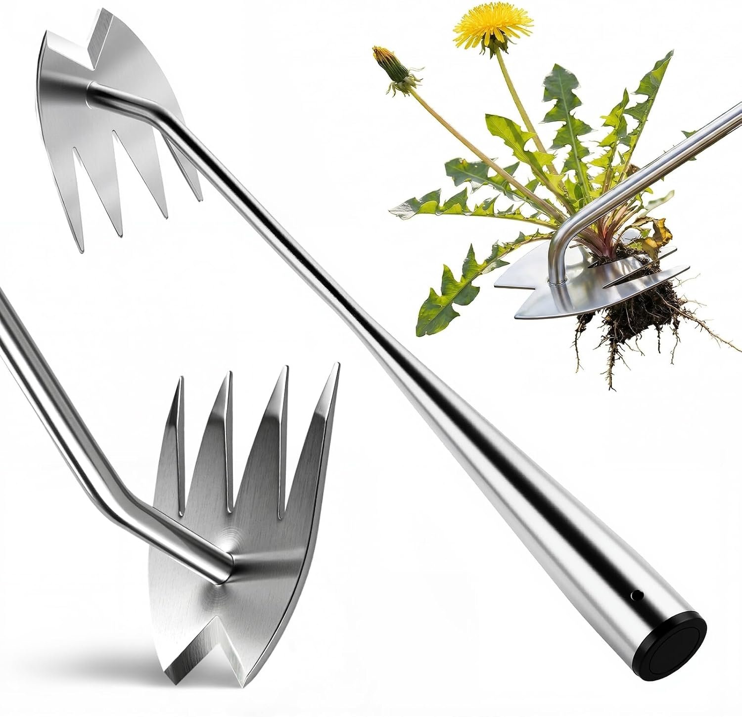 Weed Puller Tool, Heavy-Duty Stainless Steel Garden Hand Weeding Tool | Portable Weeder for Lawns, Flower Beds & Yards, Efficient Deep Root Removal