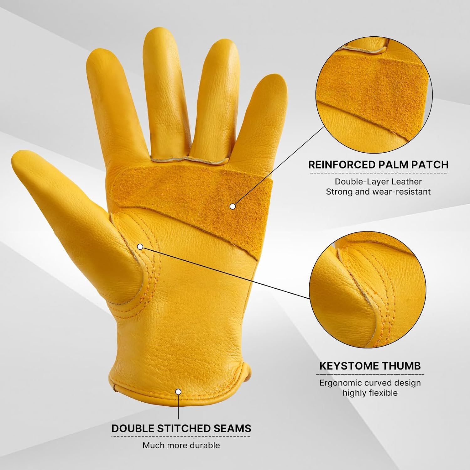 Garden Gloves, Puncture Resistant Gloves, Cowhide Protective Gloves for Gardening/Logging/Construction/Truck Driving - Image 2