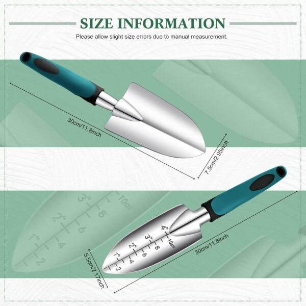 Alternative view of Garden Hand Trowel Transplant Trowel with Measurements Aluminum Alloy Planting Tools with Rubber Handle Small Gardening Hand Tools Shovels for Gardening Cultivating Transplanting Supplies