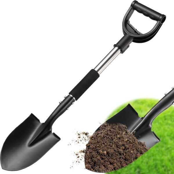 Shovel, 31 inch Small Shovels for Digging Gardening, Camping, Off Road, Kids Sand Beach Spade with Round Point Blade, D-Handle, Comfort Grip, Metal Mini Garden Shovel Heavy Duty, Rust-Proof