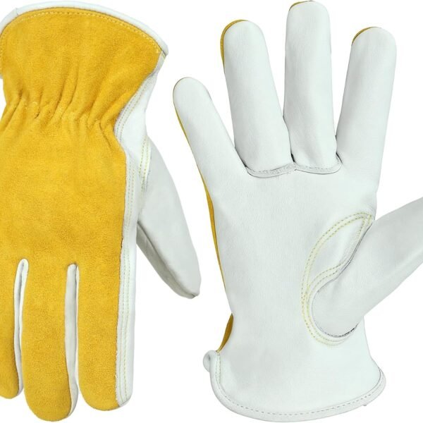 Leather Gardening Gloves, Leather Work Gloves for Men Women | Durable Utility Men Women Garden Yard Working Glove, for Landscaping, Mechanic, Construction, Driving, Farming, Ranching