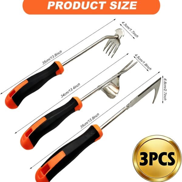 Alternative view of 3 in 1 Garden Weeding Tool Set – Manganese Steel Weed Puller, Crack & Crevice Weeder, Ergonomic Scratch Tool for Vegetable Gardening, Lawn Yard Flower Bed Weeding – Heavy Duty Rustproof Hand Tools