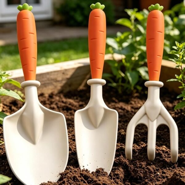 Alternative view of Garden Tool Set with Wide Shovel Pointed Shovel and Rake, 3-Piece Gardening Tool Set for Planting Weeding Digging in Lawns and Vegetable Gardens, Carrot and Corn Styles Available (Carrot)