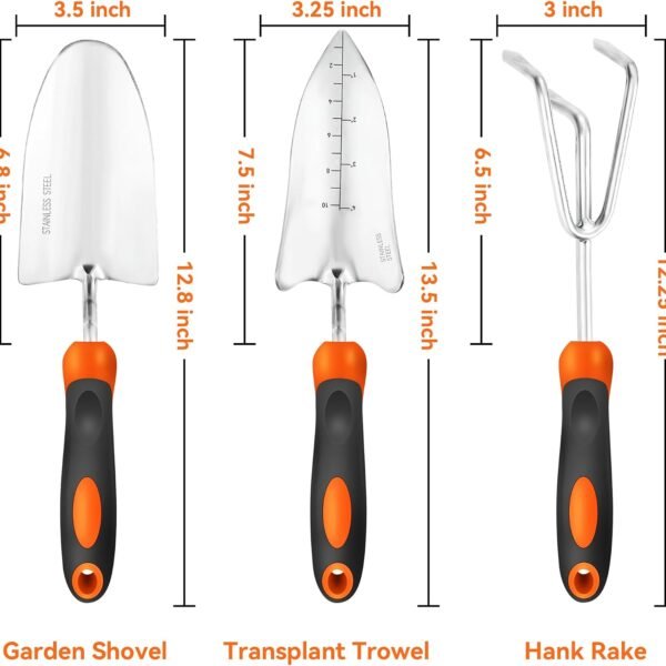 Alternative view of Garden Tool Set with Heavy-Duty Trowel, Transplanter & Cultivator | 3-in-1 Garden Tool for Digging & Planting, Polished Cast-Aluminum Head for Rust Resistance, SoftGrip Handle Reduce Fatigue