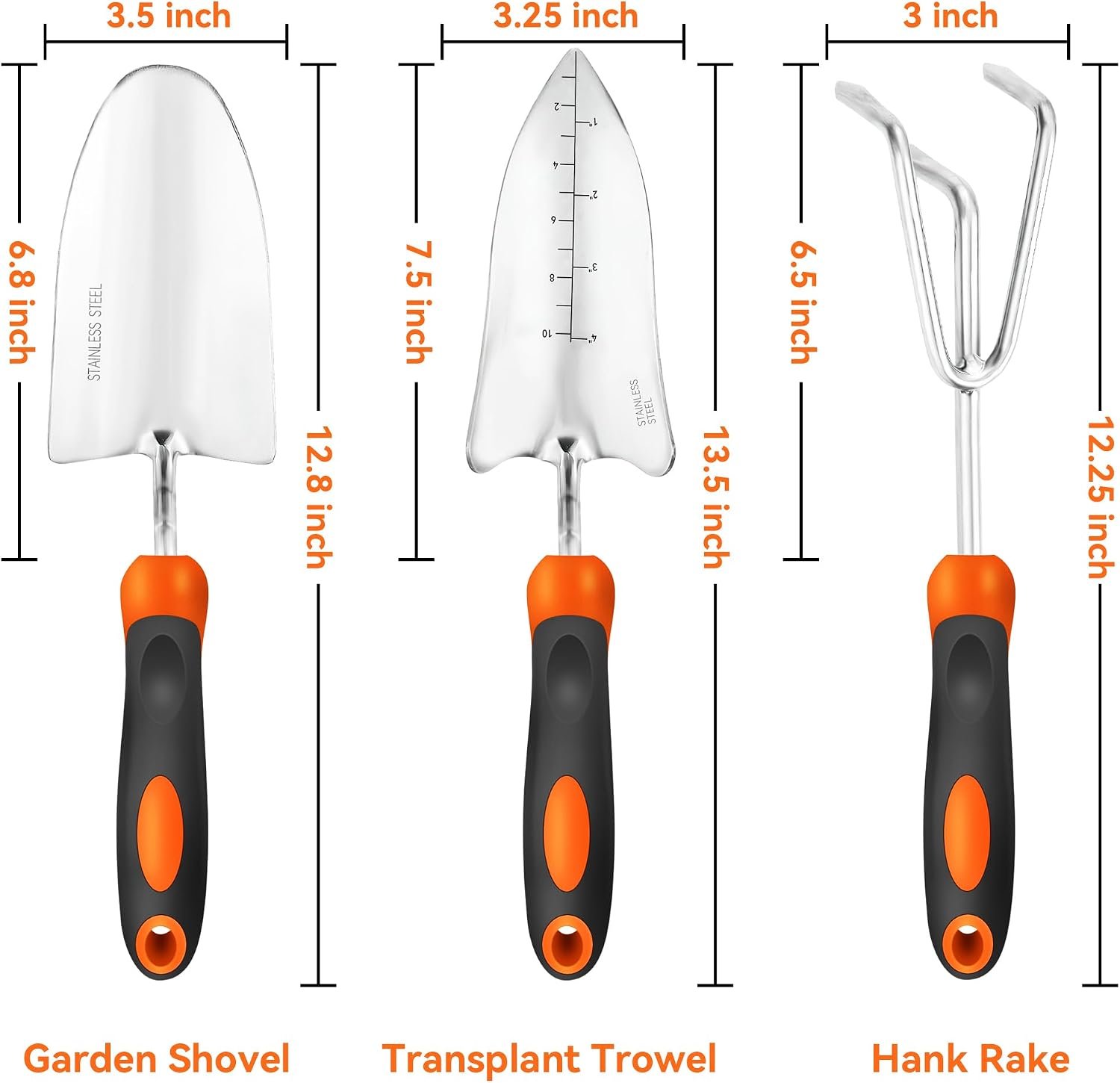 Garden Tool Set with Heavy-Duty Trowel, Transplanter & Cultivator | 3-in-1 Garden Tool for Digging & Planting, Polished Cast-Aluminum Head for Rust Resistance, SoftGrip Handle Reduce Fatigue - Image 2