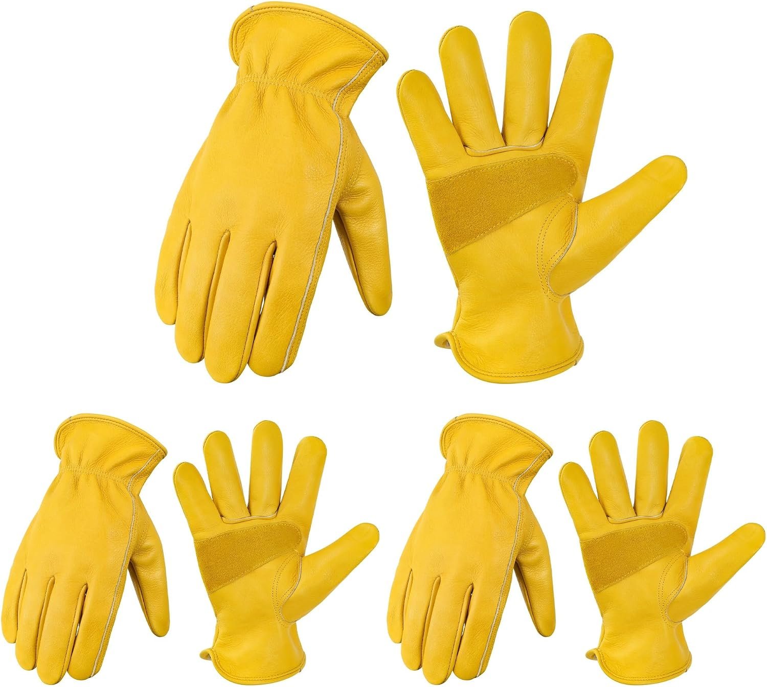 Cowhide Leather Gardening Work Gloves for Men 1/3/6/12 Pairs | Reinforced Durable Gloves, Puncture & Cut Resistant, Ideal for Construction, Chainsaw, Farm, Welding, Men & Women