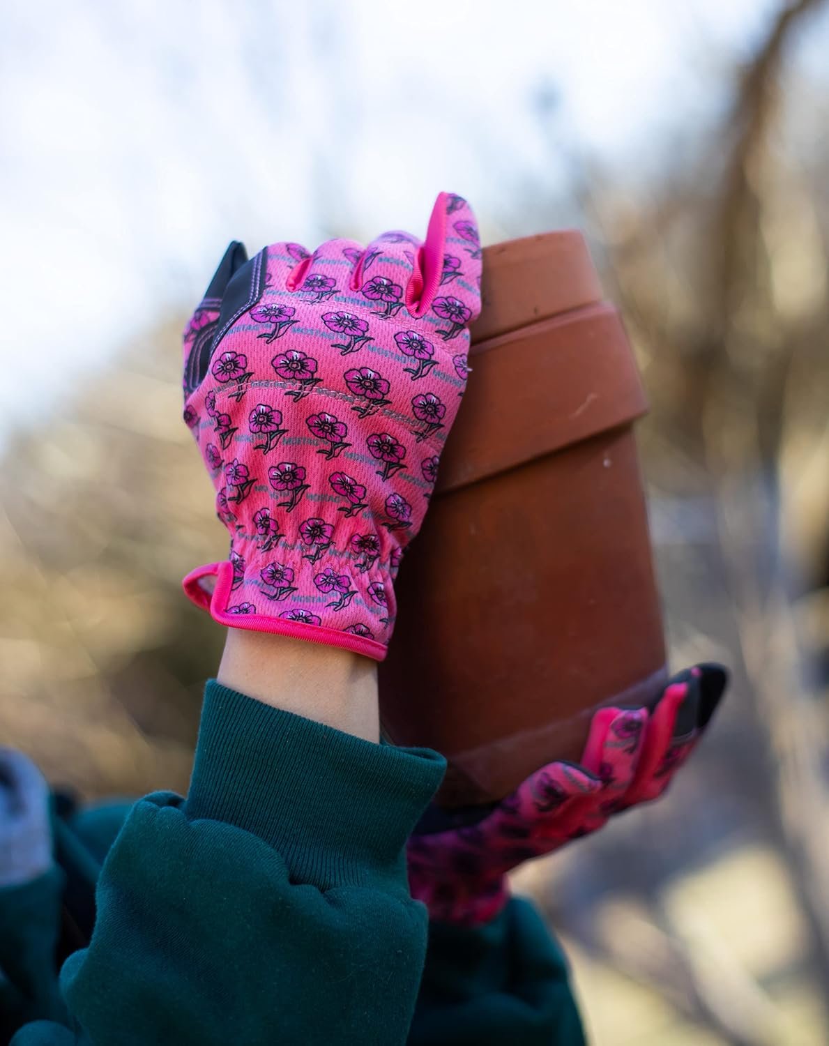 Women's Gardening Gloves, 3 Pairs - Touchscreen-Compatible with Double-Padded Palms & Reinforced Fingertips, Breathable Floral-Print Grip for Planting, Weeding, Pruning & Yard Work - Image 2