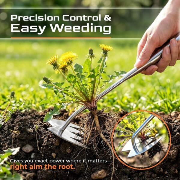 Alternative view of Weed Puller Tool, Heavy-Duty Stainless Steel Garden Hand Weeding Tool | Portable Weeder for Lawns, Flower Beds & Yards, Efficient Deep Root Removal