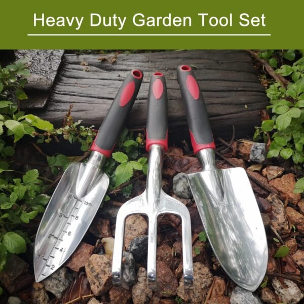 Alternative view of Garden Tool Set, 3 Piece Heavy Duty Garden Trowels Cast-Aluminum Garden Hand Shovels with Non-Slip Rubber Grip, Idea for Transplanting, Weeding, Digging and Planting